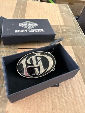 Harley-Davidson Black & Silver HD Oval Logo Belt Buckle